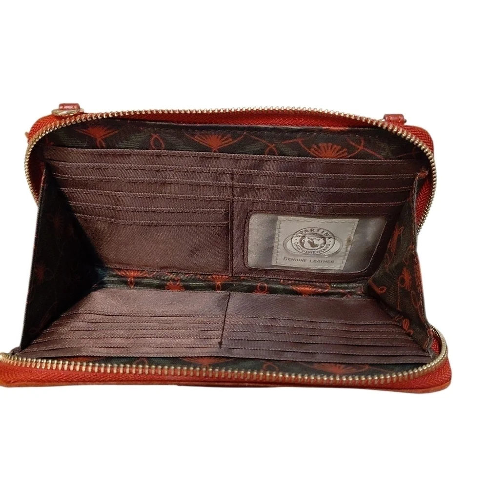 Spartina 449 Suede Leather Wallet Clutch In Rust